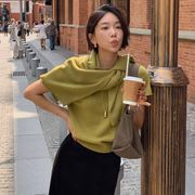 今季マストバイ  気質   おしゃれ   半袖  ニット+ カーディガン+マフラー  セット