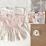 2026春※WJE☆半袖 プルオーバー 透かし編み トップス 薄手 丸首 刺繍 女の子