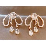 レーディス エレガント パールリボン デザイン ピアス 　e0204