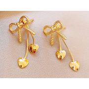 レーディス エレガント 2way リボンとハート　デザイン ピアス　全2色　e0219