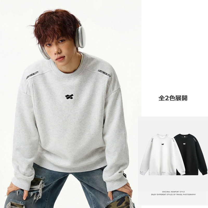 メンズ クルーネックスウェット 春新作 アメリカンストリート オーバーシルエット プルオーバー★全2色