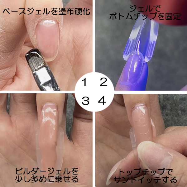 サンドイッチネイルチップ サンドイッチドュアルフォーム 140セッ ト長さだし ロングネイル 長さ