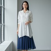 アシンメトリーシルエット　ロールアップ仕様　切替チュニックシャツ