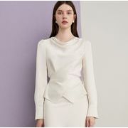 長袖トップス 切り替え スリム 着痩せ シンプル