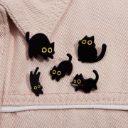 5色 かわいい 黒猫ブローチ 猫のブローチ ピン バッジ カラーピン ねこ ネコ 猫雑貨