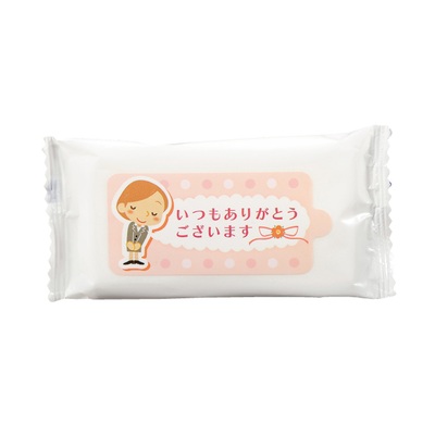 「ありがとう」ミニウェットティッシュ１０枚入　ピンク