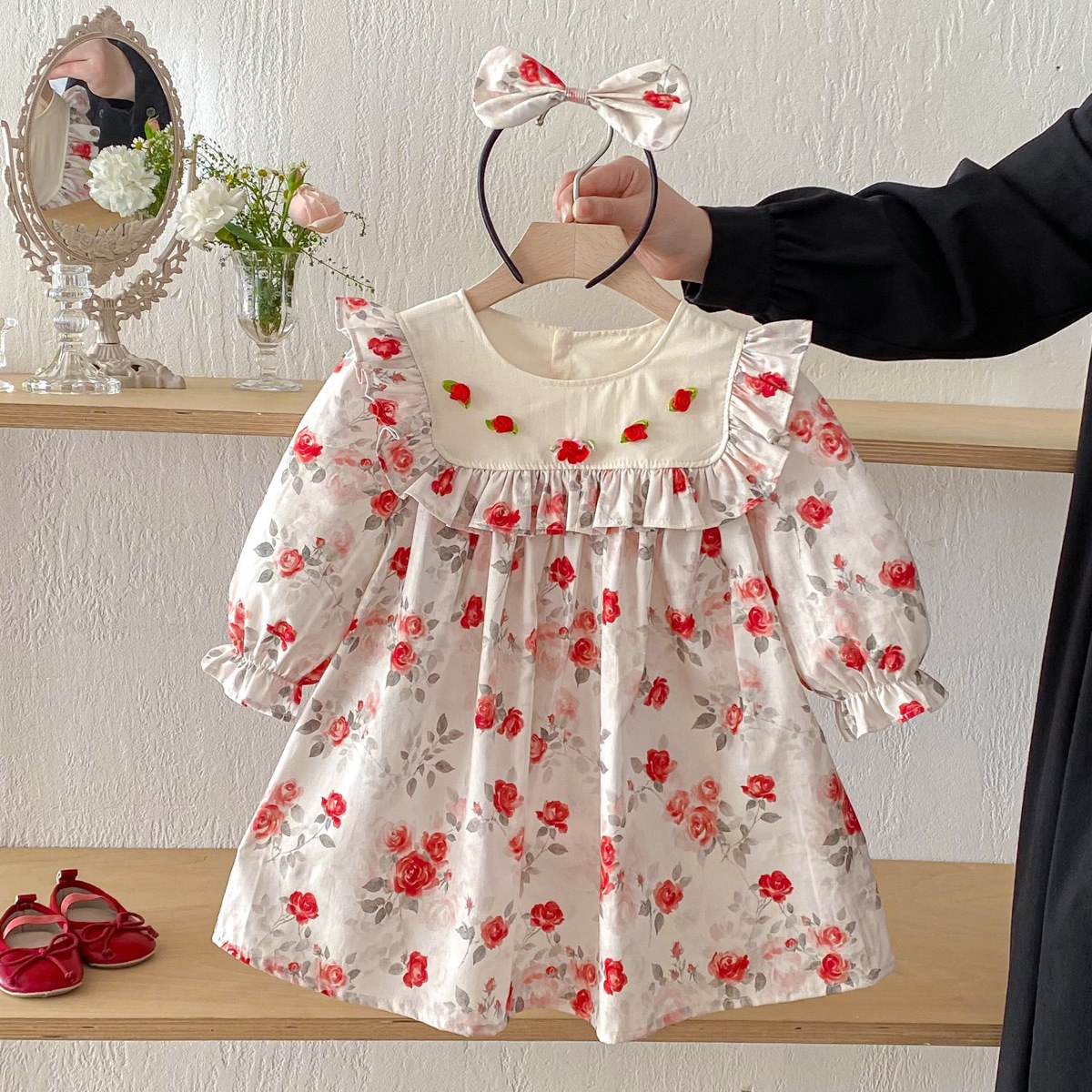 2026春秋子供服 可愛い ワンピース 韓国風 ベビー服 長袖ワンピース ガールズ服 キッズ服[90~140cm]
