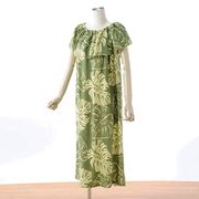 ★新着！★  サマードレス (ダブルカラー） / green monstera  涼しくゆったり  ～バリ島より