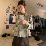 ブラウス　レディース　デザイン　韓国ファッション　INS　チェック柄