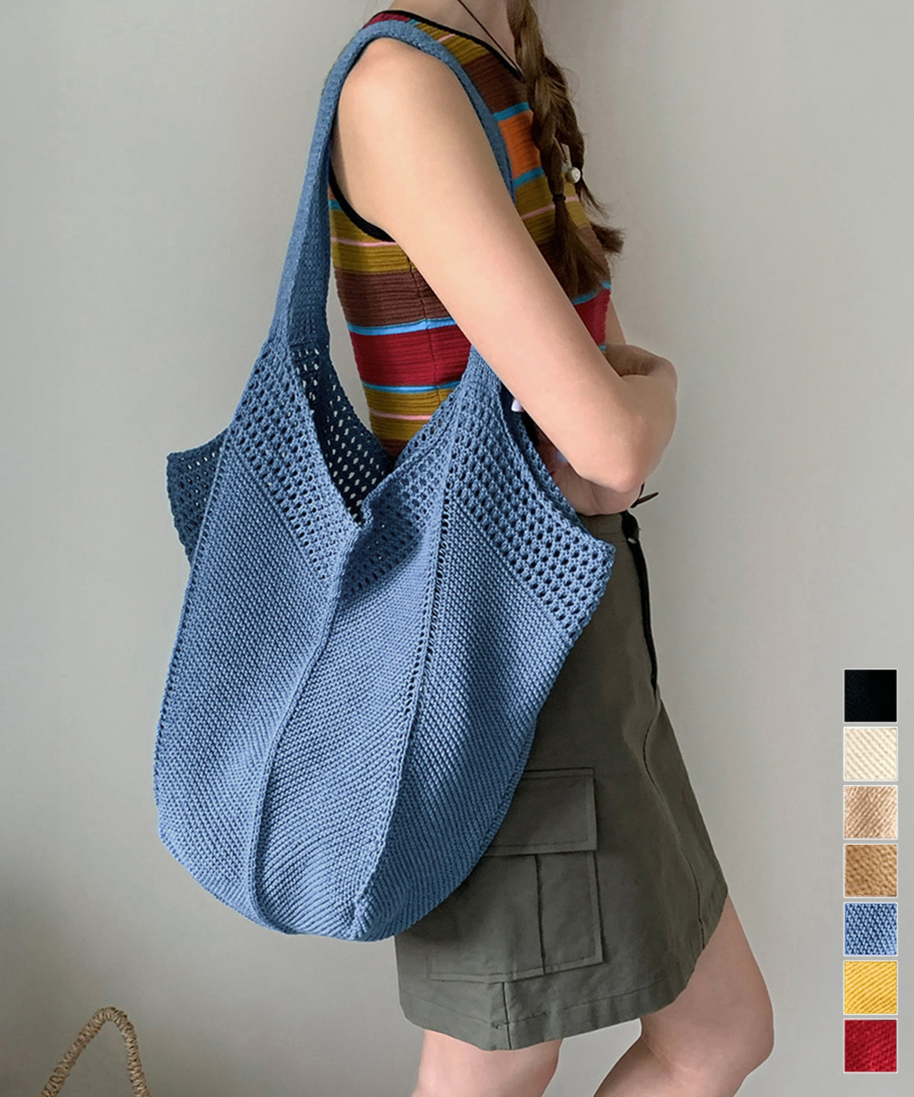 【日本倉庫即納】 ニットバッグ 大容量トートバッグ肩掛け鞄
