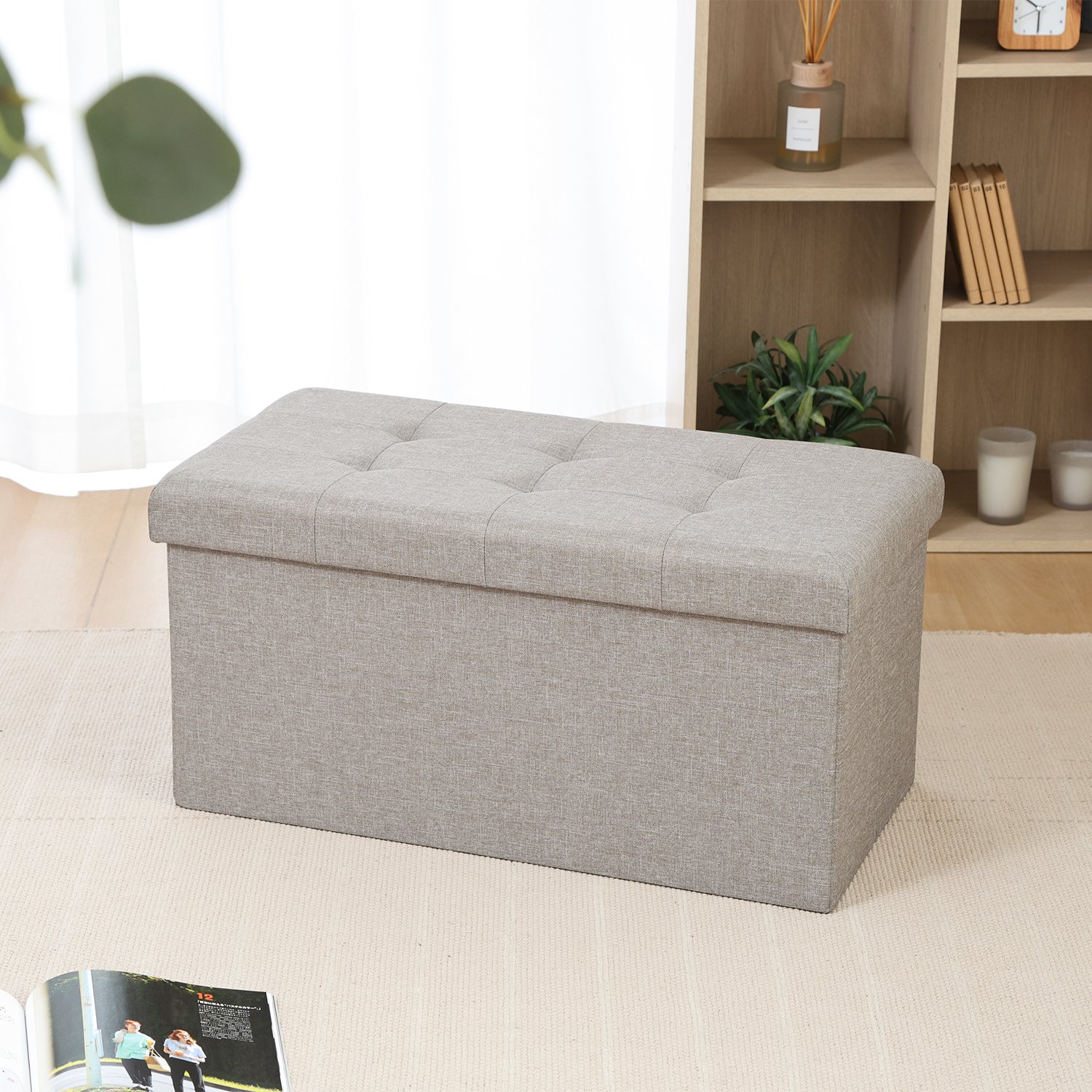 テーブルにもなる収納ベンチ グレー | 卸売・ 問屋・仕入れの専門