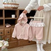 2026春秋子供服 可愛い パーカー&パンツ 2点セット 韓国風 ベビー服 ガールズ服 キッズ服[73~110cm]