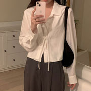 シャツ　レディース　デザイン　韓国ファッション　INS　リボン