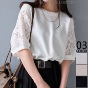 【2026新作商品♪】レーススリーブ切替トップス