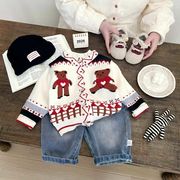 2026春秋子供服 可愛い ニットセーター カーディガン 韓国風 トップス ベビー服 キッズ服 [73~120cm]