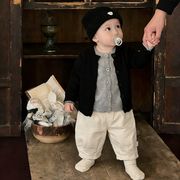 2026春夏子供服 可愛い ニットセーター&パンツ セットアップ 韓国風 ベビー服 キッズ服 [73~110cm]