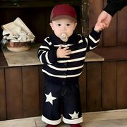 2026春秋子供服 可愛い ニットセーター&パンツ セットアップ 韓国風 ベビー服 キッズ服 [73~110cm]