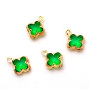 A級ガラス製四つ葉×銅製ニッケルフリー鍍金枠/クローバー/春夏アクセサリー/ペンダント/最安値＆当日出荷