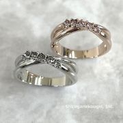 【日本製】クリスタルライン☆クロスリング【２色展開】【高品質クリスタル使用】/BR-4628