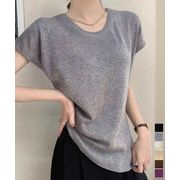 【日本倉庫即納】 ニットTシャツ レディース 韓国風 夏服