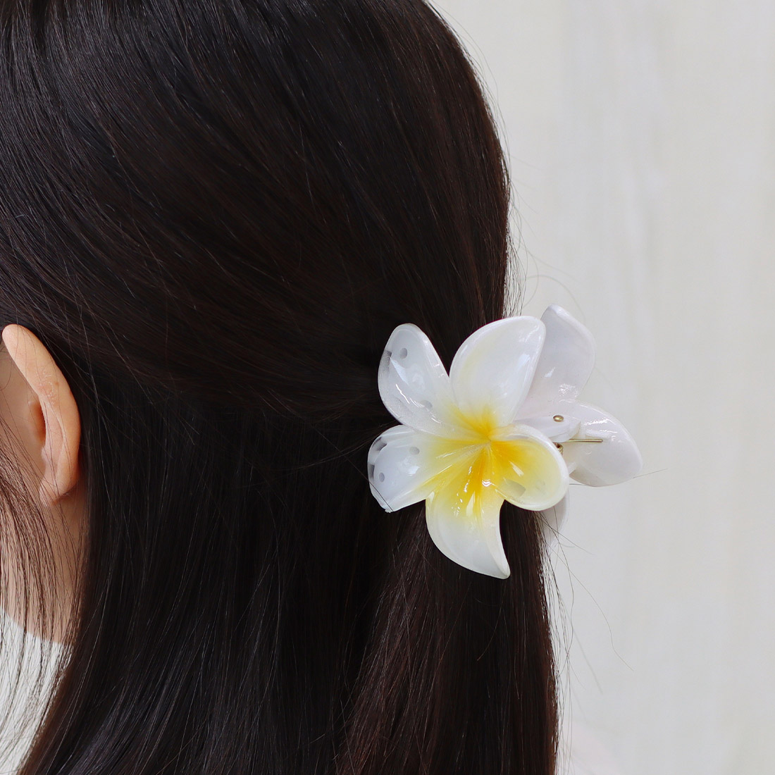 プルメリア ヘアクリップ L[ヘアアクセバンスクリップビーチマリントロピカルハワイサーフフラ春夏26SS]