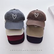 キッズ キャップ ダメージ加工 ハート 刺繍 レトロ 韓国風 日よけ 帽子 男女兼用