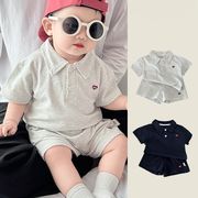 男の子 高級感 薄手ポロセットアップ キッズ おしゃれ 半袖＋パンツ 夏 2 点セット