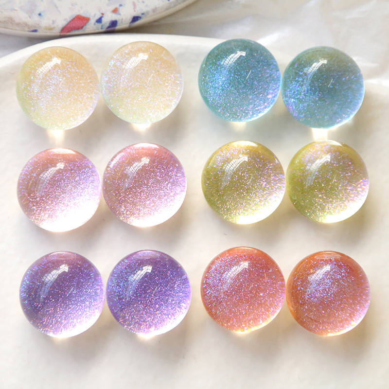 カボション オーバル型 きらきら ラメ グリッター アクセサリーパーツ スケルトン 手芸用品 クラフト 半円