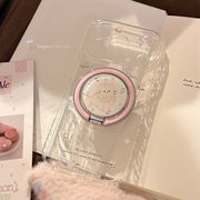 花畑ネコモチーフ iPhone 17ProMax クリアキャラマグネット柔らかケース