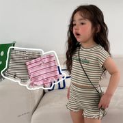 2026新作 韓国子供服 ベビー服  キッズ女の子袖なしトップス +ショートズボン2点セット 2色 73cm-120cm