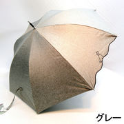 【晴雨兼用】【長傘】遮光率＆UVカット率100％・晴雨兼用ジャンプ傘・シャンブレー生地2駒イヌ刺繍
