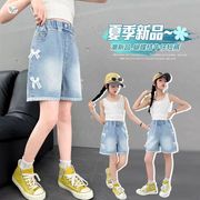 2026夏新作　子供服　キッズ　女の子 　リボン　デニムパンツ　おしゃれ　120~170cm　DC