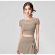 トップス レディース ヨガウェア スポーツウェア ヨガ服 トレーニング  Tシャツ レイヤード