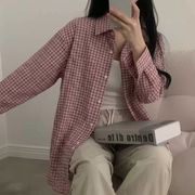 今季マストバイ ゆったり襟付き ロールアップ袖 半袖チェックシャツ