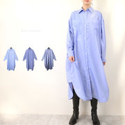 □SALE□先染めストライプ　シャツワンピース(33122)