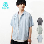 【ドビーストライプシャツ】MinoriTY メンズ レディース 半袖 オーバーサイズ 夏服 新作 2026