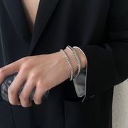 2連重ね付け チタンスチール ブレスレット 男女兼用 おしゃれ アクセサリー