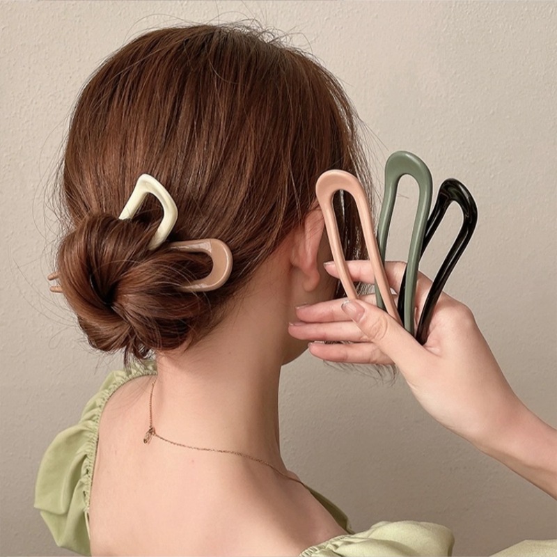 ヘアアクセサリー  上品で大人っぽい雰囲気 シンプル U 字かんざし  女の子向け おしゃれ髪飾り