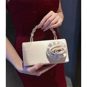 Fashions 限定発売 激安セール ラインストール編み持ち手バラ飾りクラッチ 記念日パーティー贈答用鞄