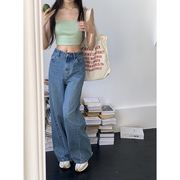 レトロ ハイウエスト ワイドデニムパンツ