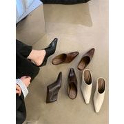 タイムセール限定価格  通勤する スクエアトゥウェッジヒールミュールレディーススリッパ