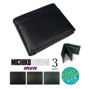 お買い得！全3色 MICHIKO LONDON (ミチコロンドン)パンチングゴートレザー中ベラ付き 二つ折り財布