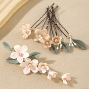 花のヘアクリップとかんざしセット 清楚で甘い雰囲気撮影小道具