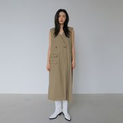 カシュクール風プリーツ ノースリーブワンピース