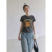 プリント入り ルーズ半袖Tシャツ