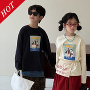 2026秋※MOX☆子供用 長袖Tシャツ ロゴ＆キャラクター クルーネック ゆったりフィット