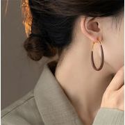 バイカラーフープピアス ブラウンコーティング 大きめサイズ 日常アクセサリー