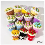 手編み 花束 かぎ針編み フラワー 手作り ニットフラワー ブーケ ミニブーケ diyチャーム 可愛い