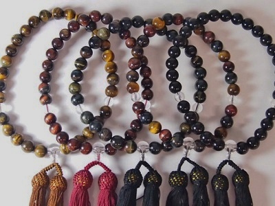 天然石念珠１０ｍｍ　黒檀、紫檀１５ｍｍ　各宗派共通　片手念珠