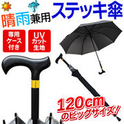 ビッグサイズの120cm！雨傘にも日傘にもなるいつでも使える2WAY仕様で便利♪ 晴雨兼用 ◇ ステッキ傘